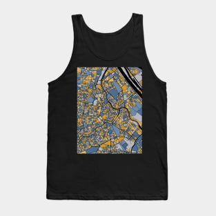 Vienna Map Pattern in Blue & Gold Tank Top